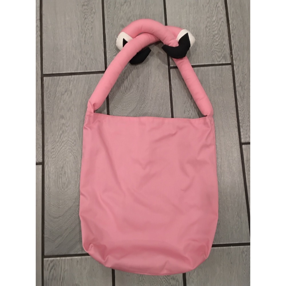 Vintage 1984 Woof & Poof Horsefeathers Flamingo Pink Tote Bag Polka Dot Lining